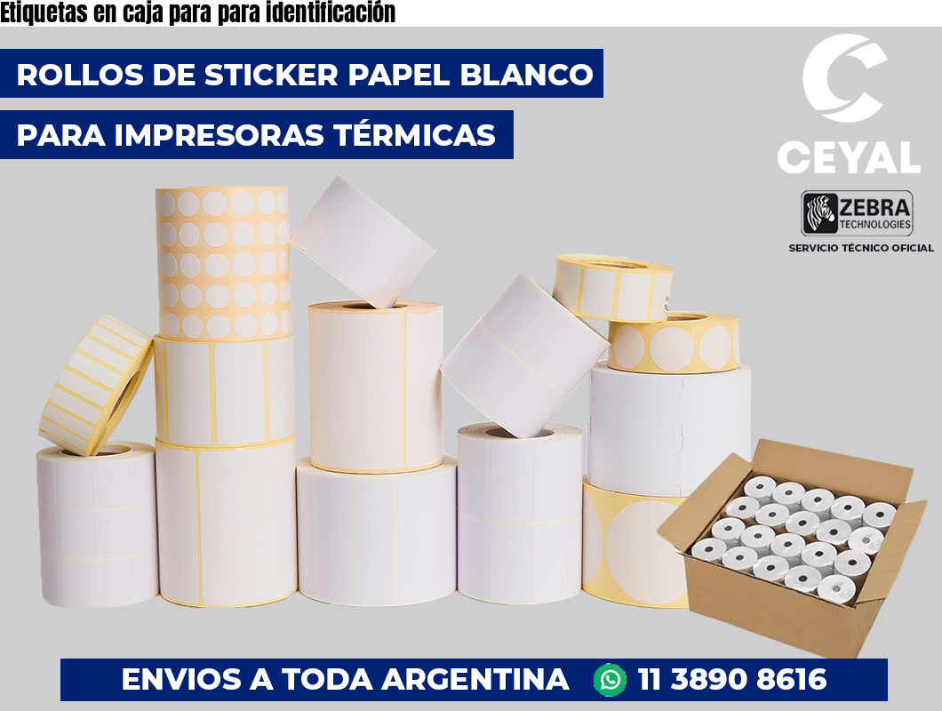 Etiquetas en caja para para identificación