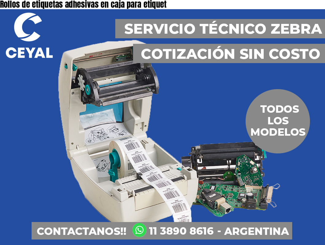 Rollos de etiquetas adhesivas en caja para etiquet