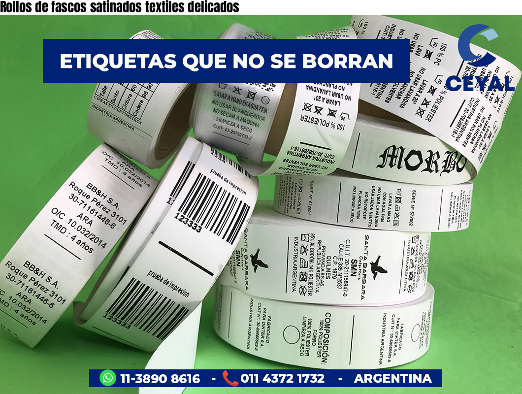 Rollos de fascos satinados textiles delicados