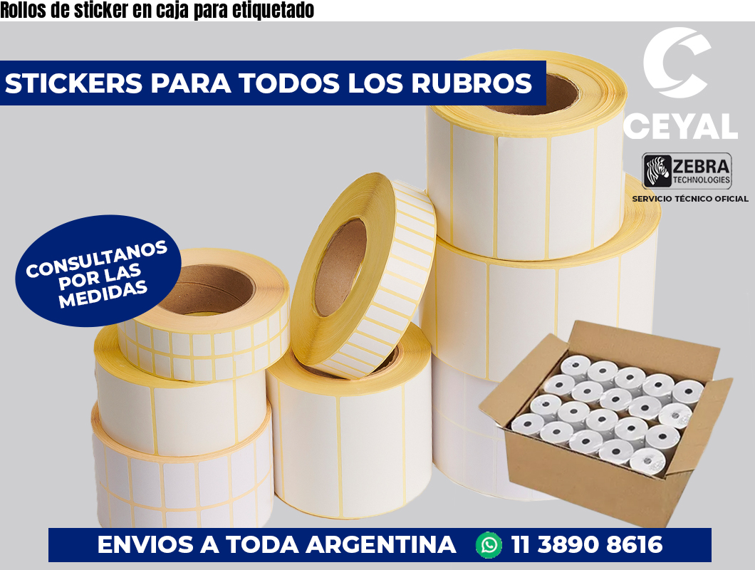 Rollos de sticker en caja para etiquetado