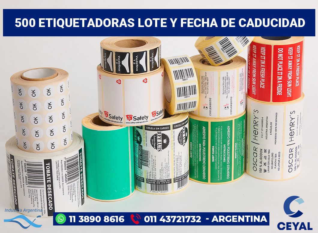 500 Etiquetadoras lote y fecha de caducidad