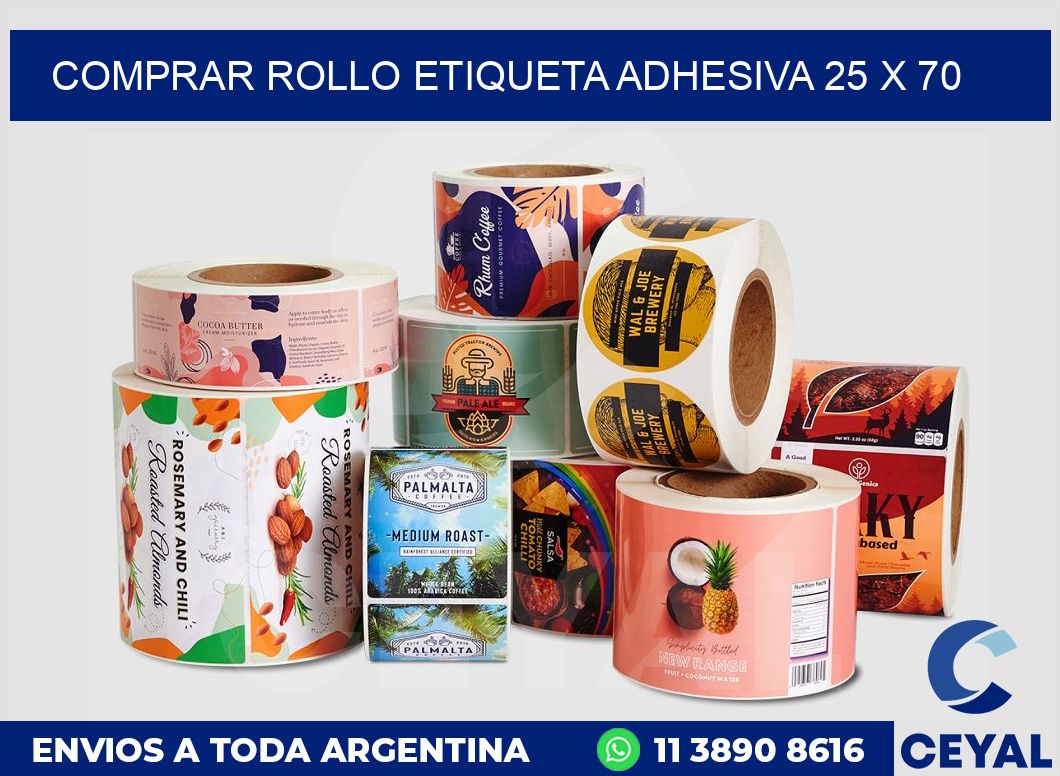 Comprar rollo etiqueta adhesiva 25 x 70