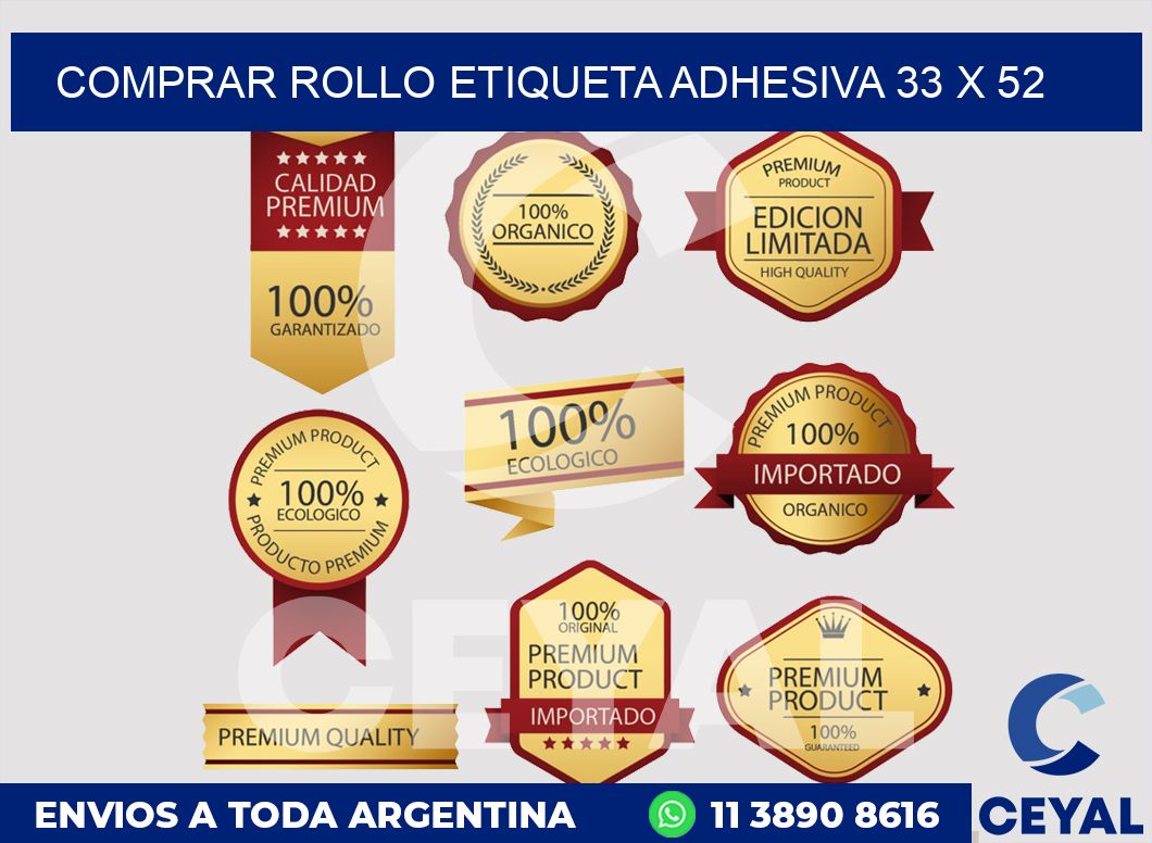 Comprar rollo etiqueta adhesiva 33 x 52