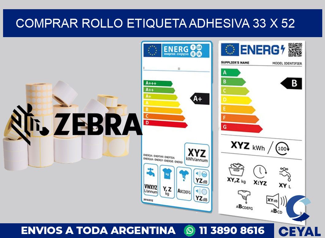 Comprar rollo etiqueta adhesiva 33 x 52