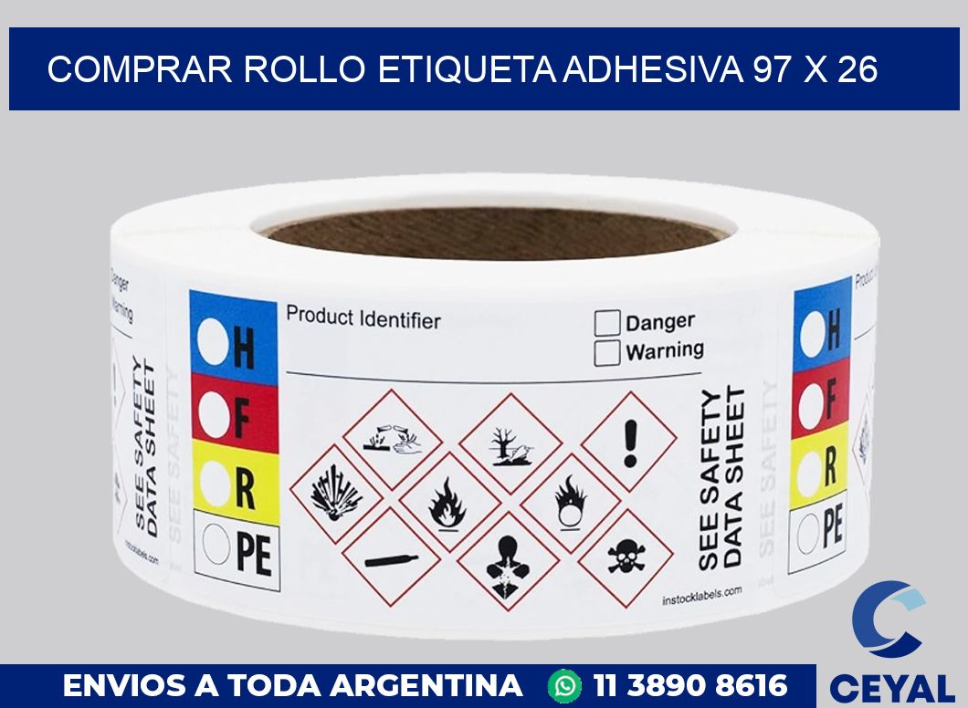 Comprar rollo etiqueta adhesiva 97 x 26