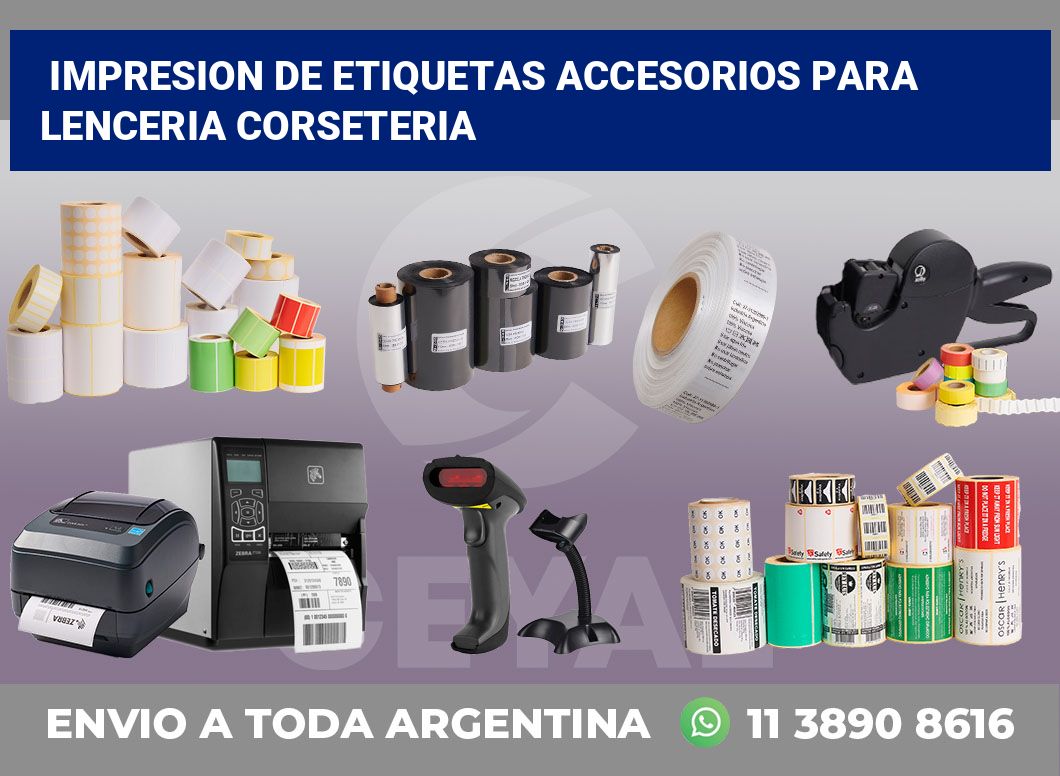 Impresion de etiquetas Accesorios para lenceria corseteria