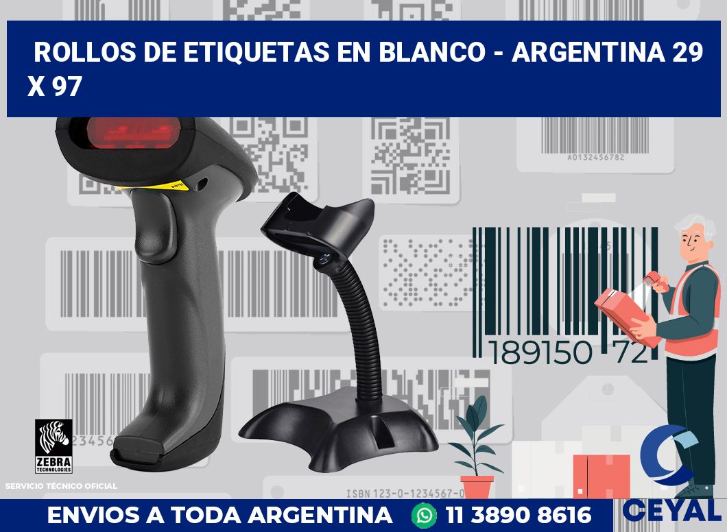 Rollos de etiquetas en blanco - Argentina 29 x 97