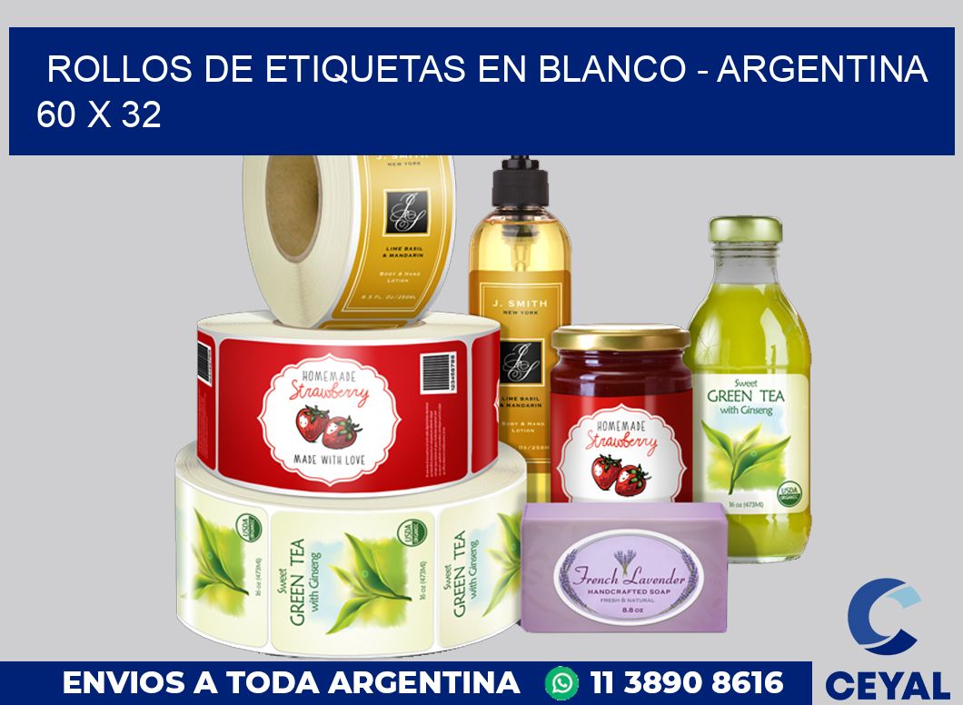 Rollos de etiquetas en blanco – Argentina 60 x 32