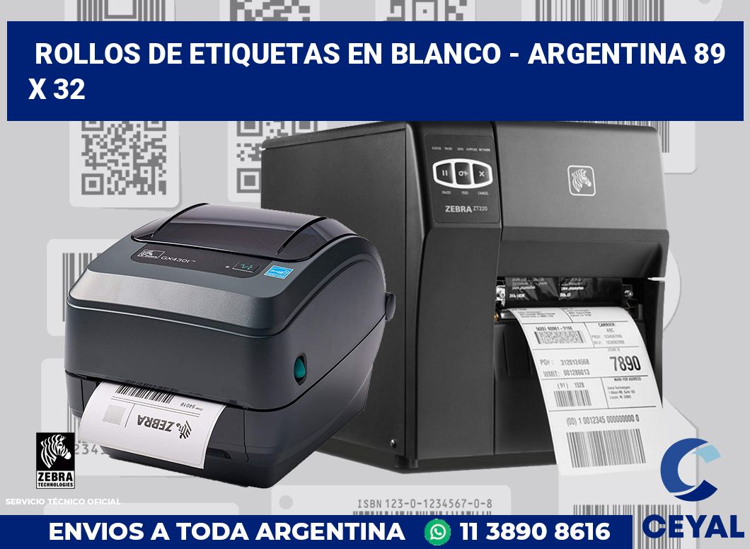 Rollos de etiquetas en blanco - Argentina 89 x 32