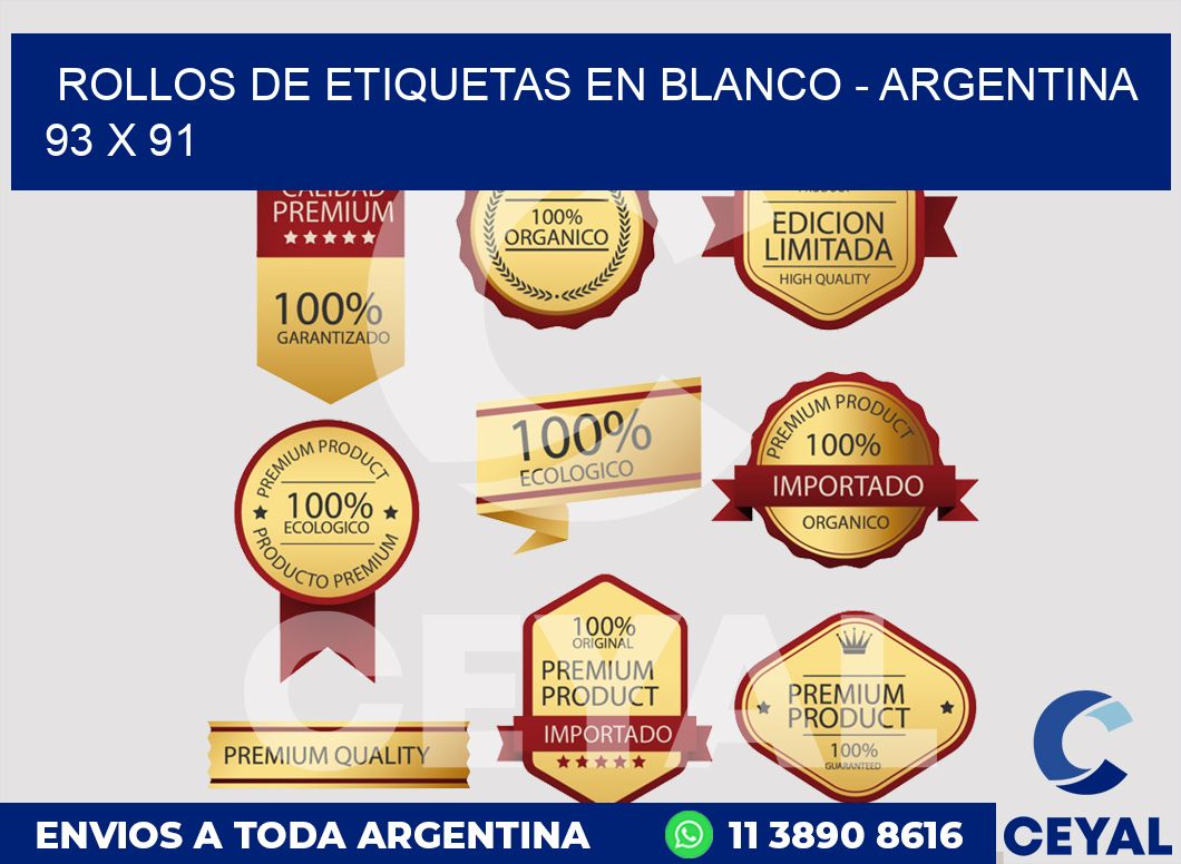 Rollos de etiquetas en blanco - Argentina 93 x 91