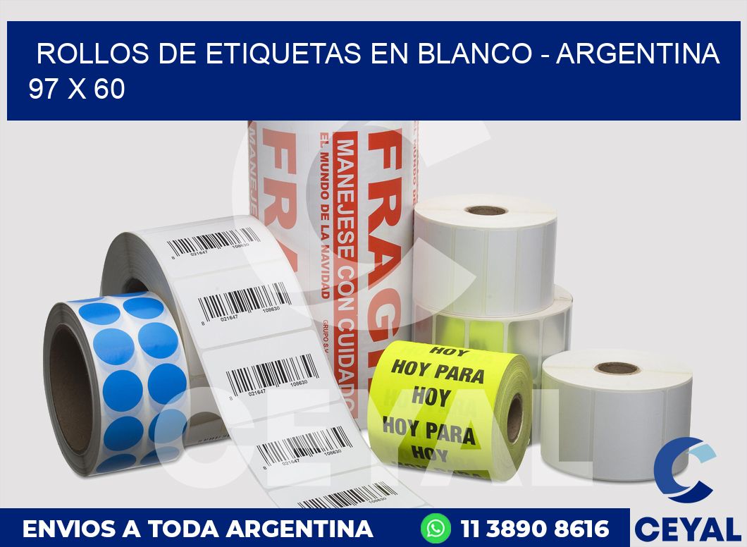 Rollos de etiquetas en blanco - Argentina 97 x 60