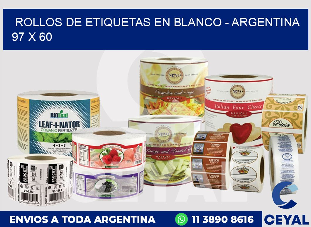 Rollos de etiquetas en blanco – Argentina 97 x 60