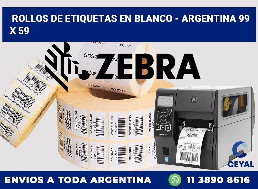 Rollos de etiquetas en blanco – Argentina 99 x 59