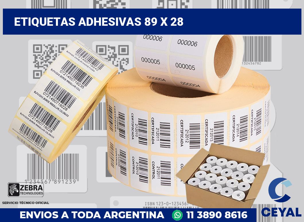 etiquetas adhesivas 89 x 28