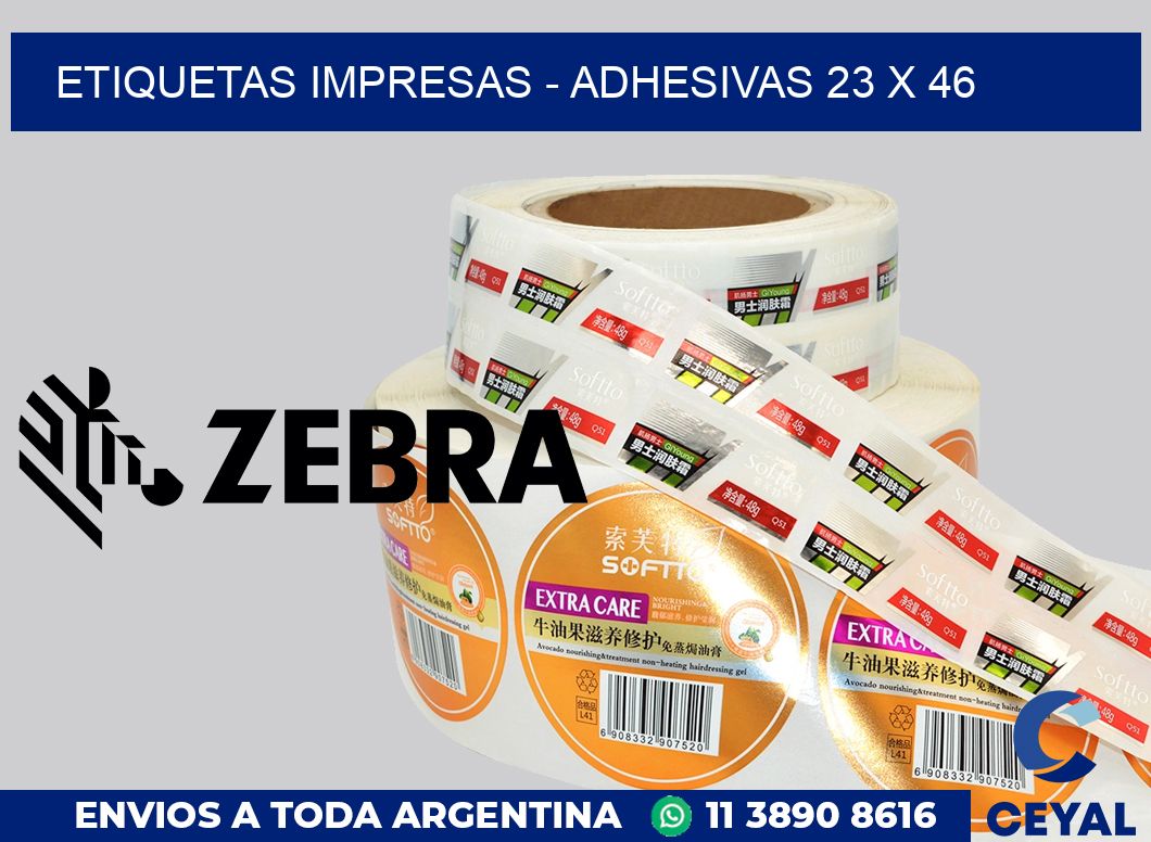 etiquetas impresas - Adhesivas 23 x 46