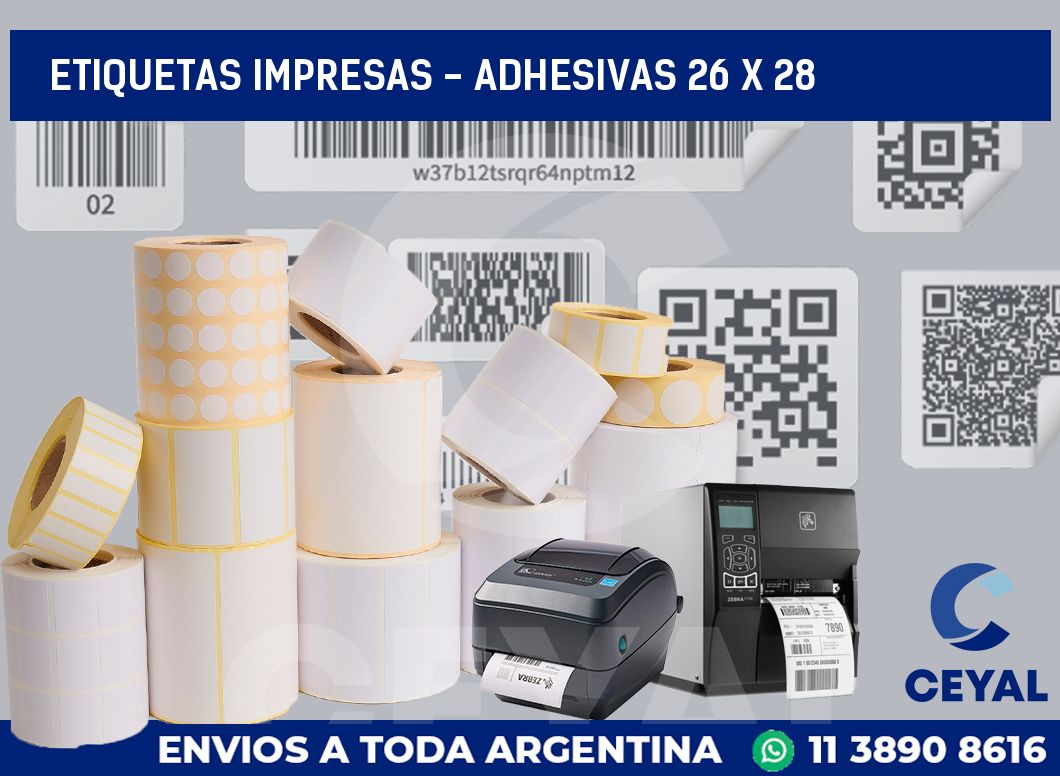 etiquetas impresas - Adhesivas 26 x 28