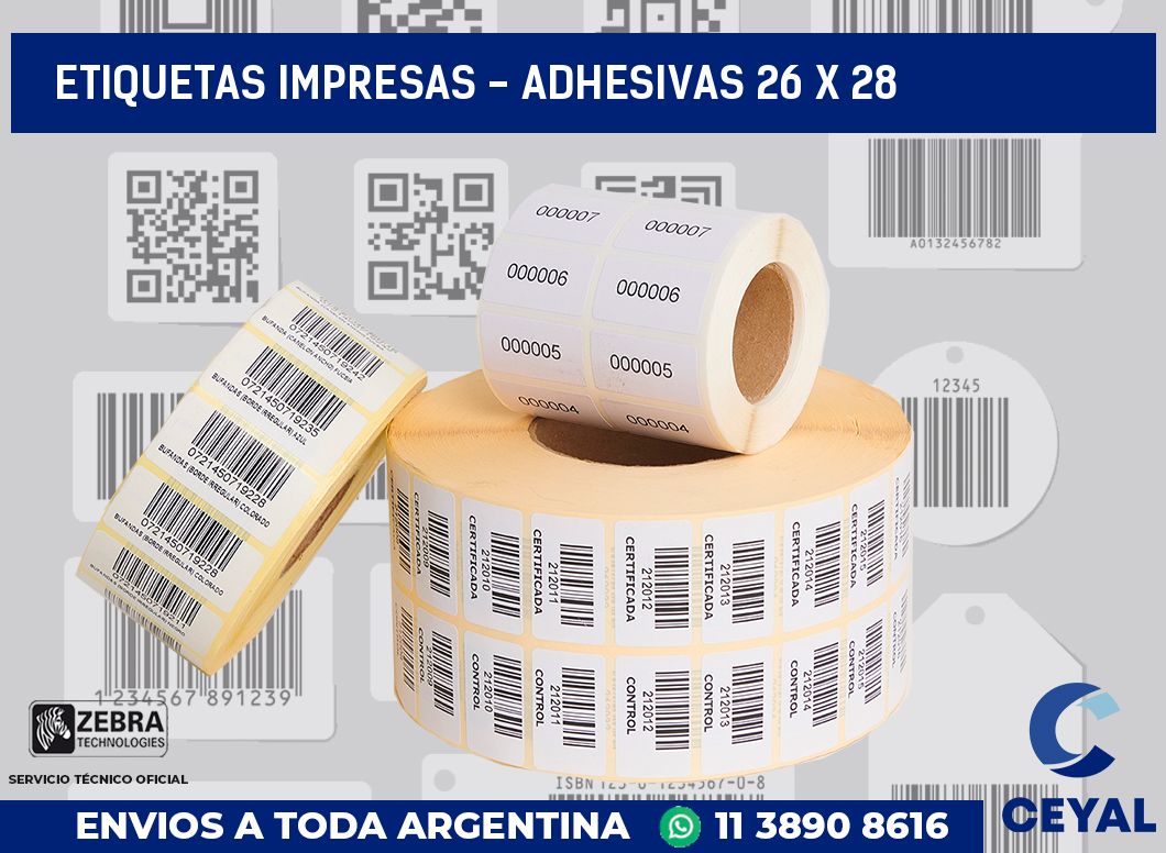 etiquetas impresas – Adhesivas 26 x 28