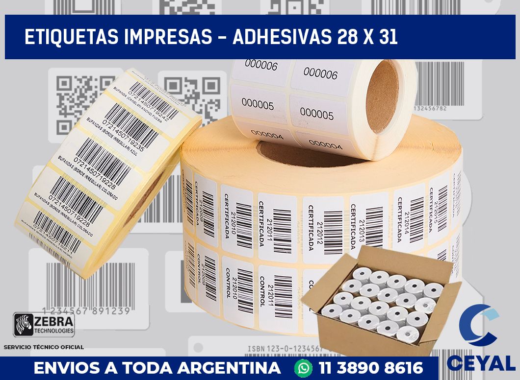 etiquetas impresas – Adhesivas 28 x 31