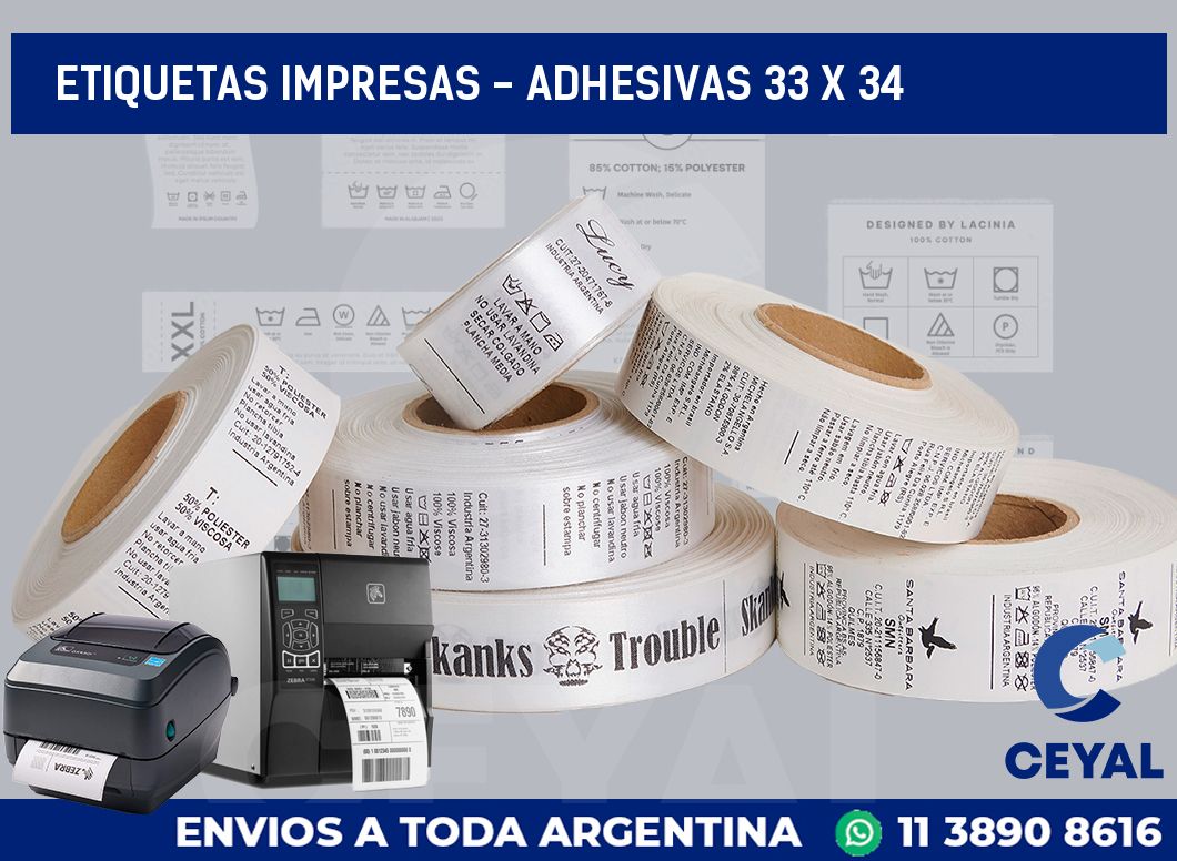 etiquetas impresas - Adhesivas 33 x 34