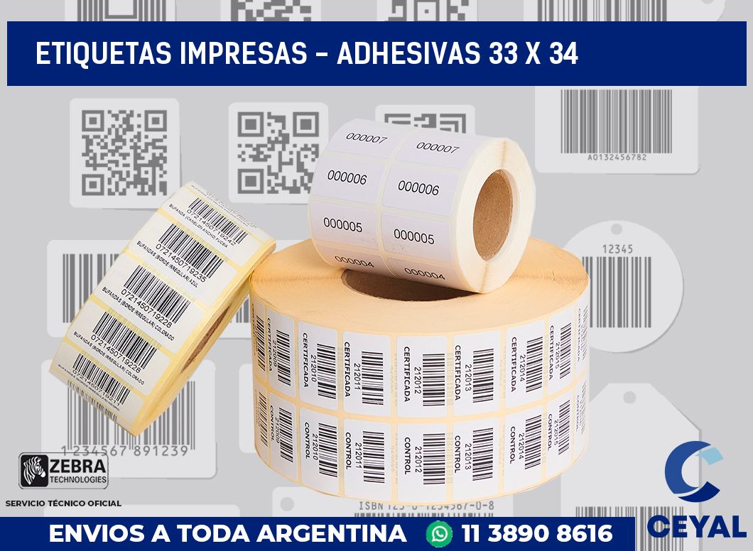 etiquetas impresas – Adhesivas 33 x 34