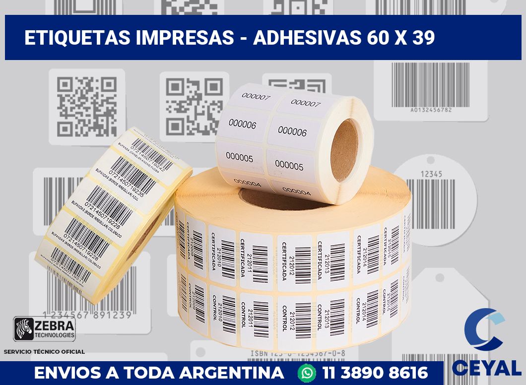etiquetas impresas - Adhesivas 60 x 39