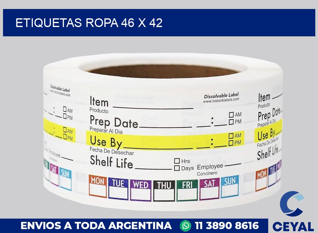 etiquetas ropa 46 x 42