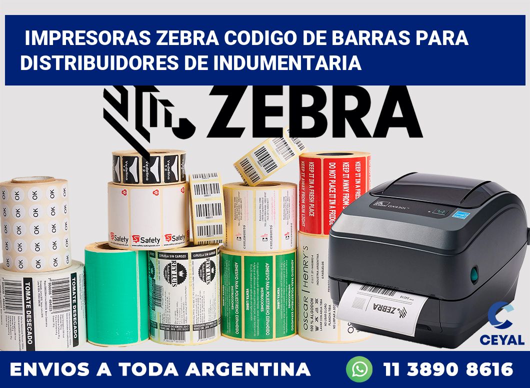 impresoras zebra codigo de barras para Distribuidores de indumentaria