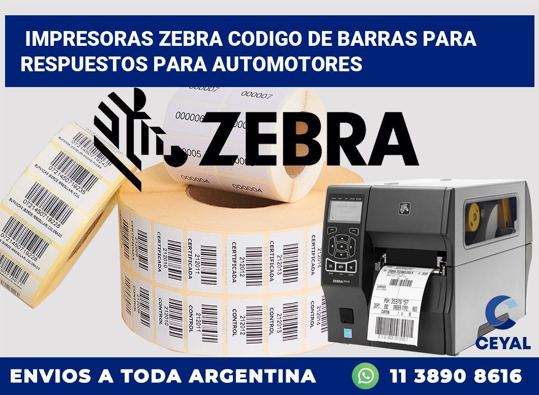 impresoras zebra codigo de barras para Respuestos para automotores