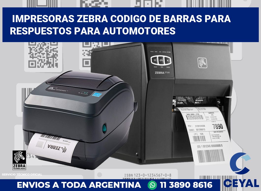 impresoras zebra codigo de barras para Respuestos para automotores