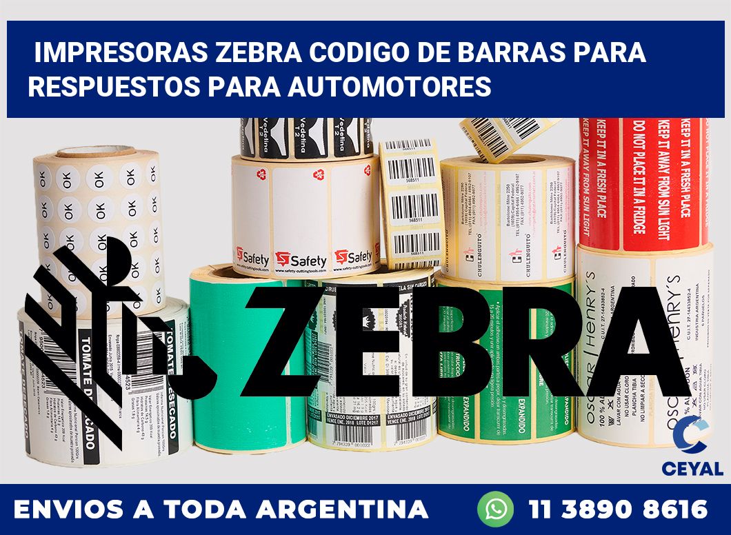 impresoras zebra codigo de barras para Respuestos para automotores
