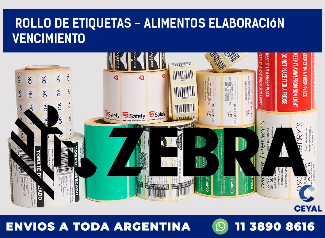 rollo de etiquetas – alimentos elaboración vencimiento