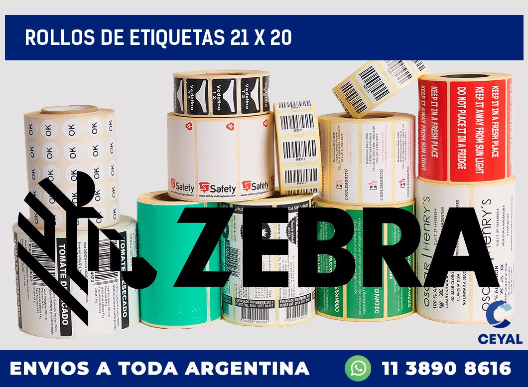 rollos de etiquetas 21 x 20