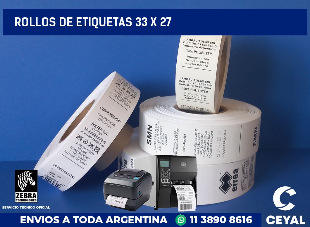 rollos de etiquetas 33 x 27