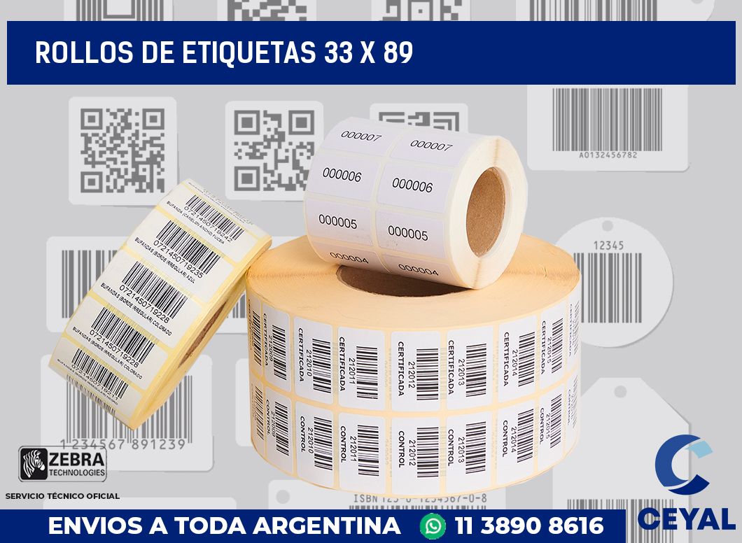 rollos de etiquetas 33 x 89