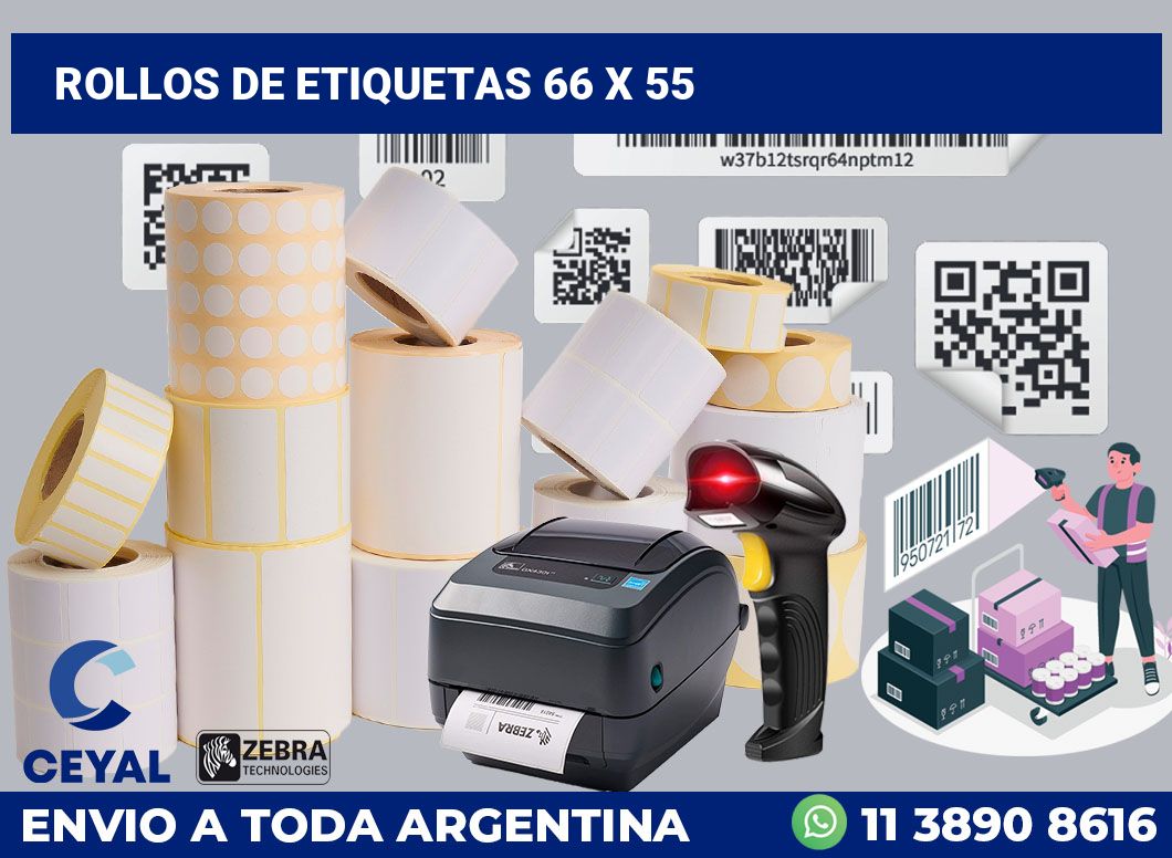 rollos de etiquetas 66 x 55