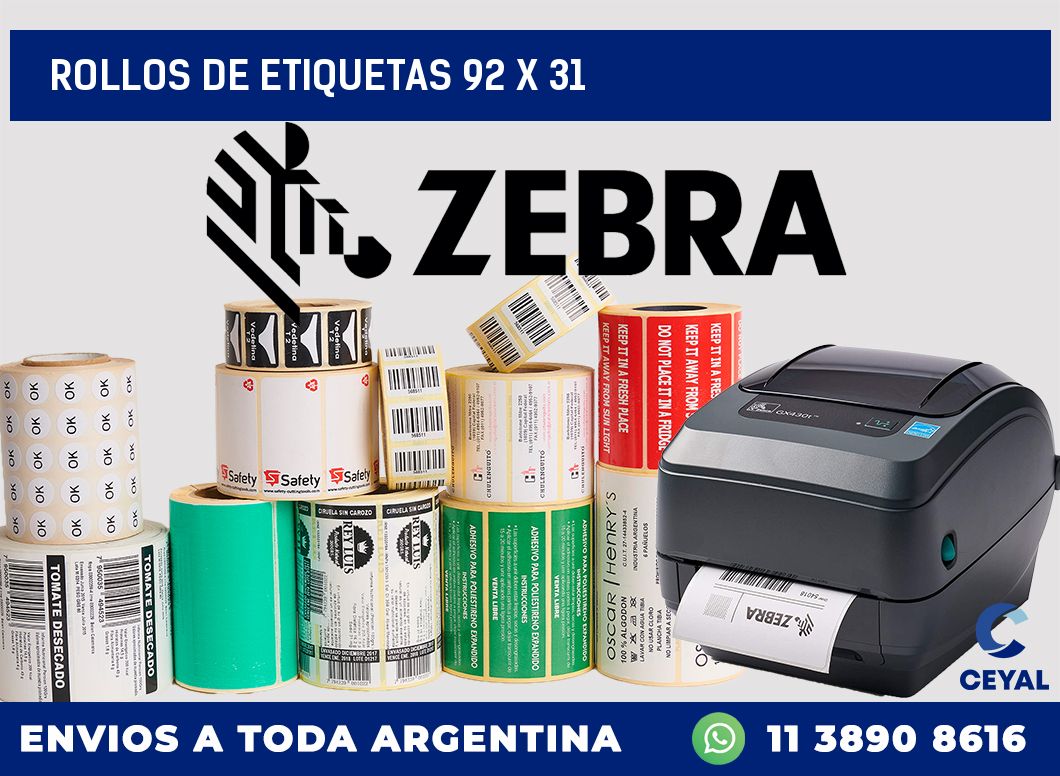 rollos de etiquetas 92 x 31