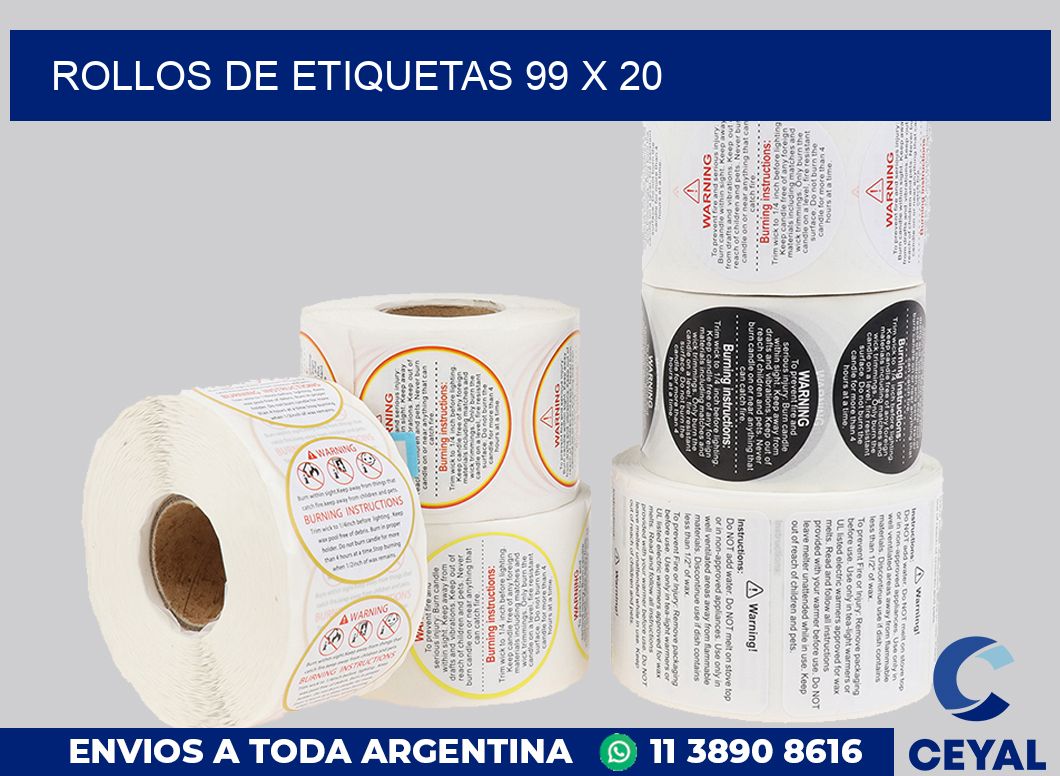 rollos de etiquetas 99 x 20