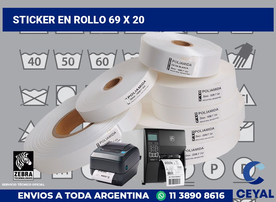 sticker en rollo 69 x 20
