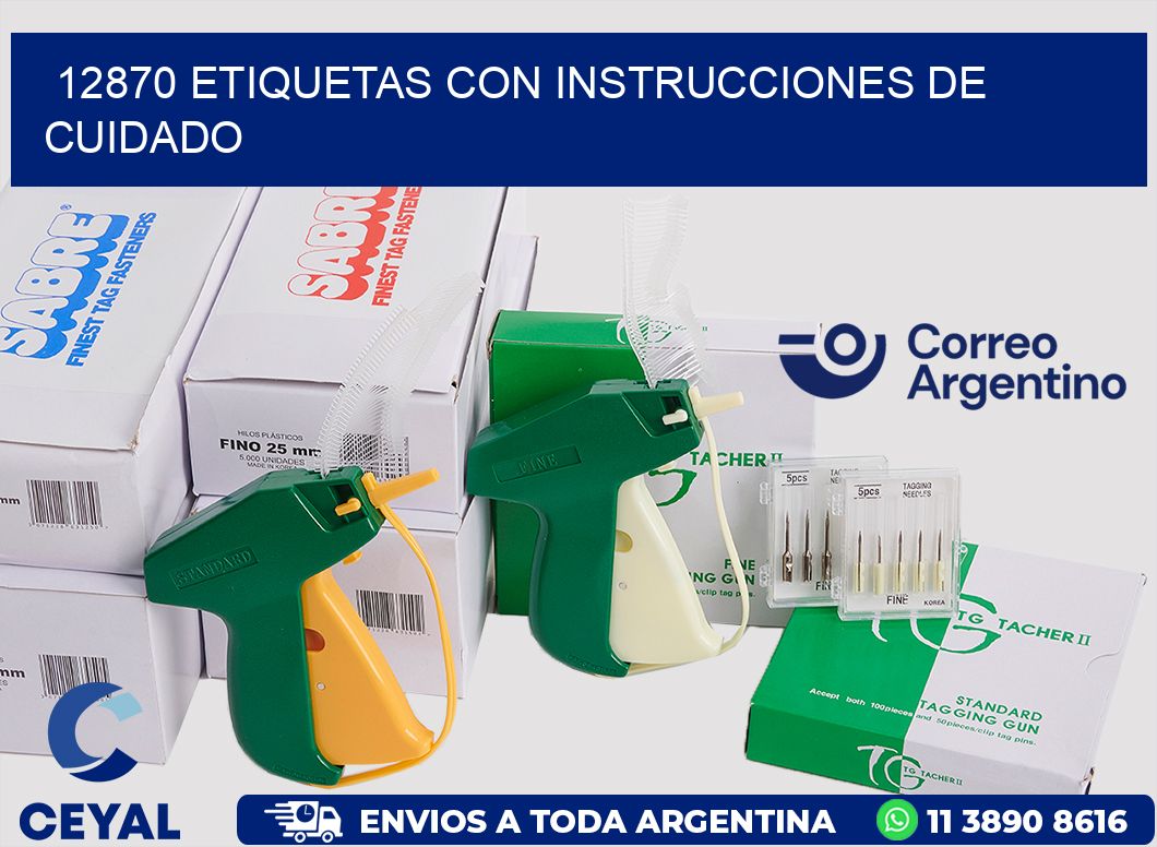 12870 Etiquetas con instrucciones de cuidado