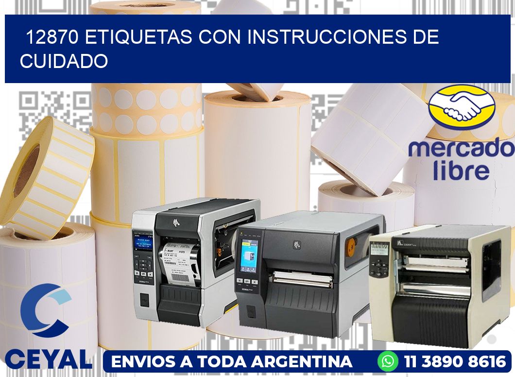 12870 Etiquetas con instrucciones de cuidado