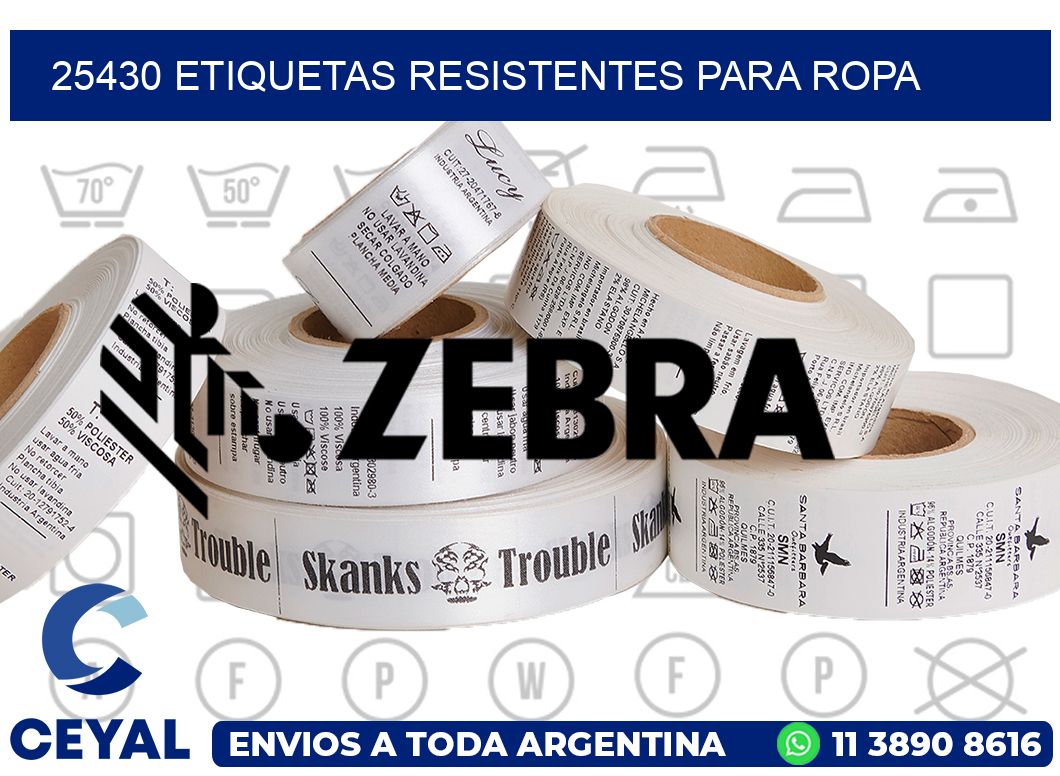 25430 Etiquetas resistentes para Ropa