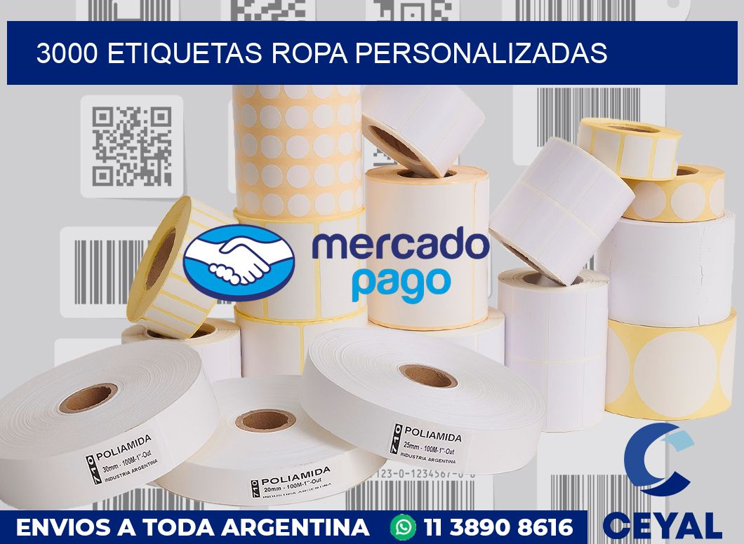 3000 Etiquetas ropa personalizadas