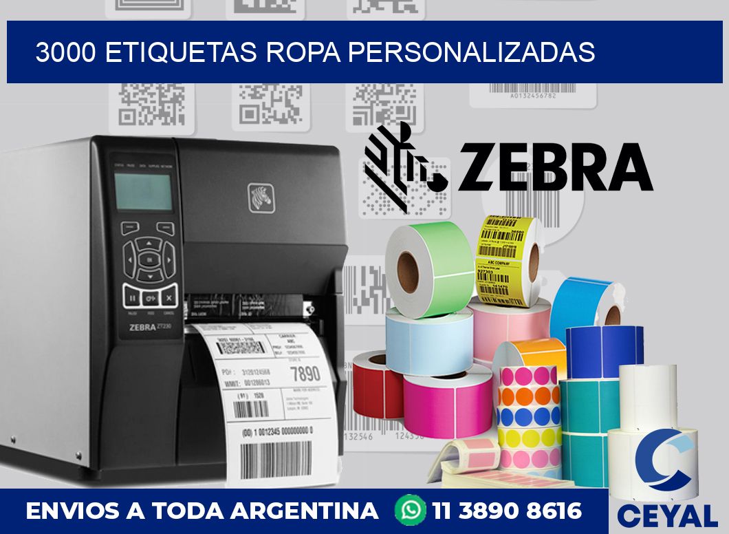 3000 Etiquetas ropa personalizadas