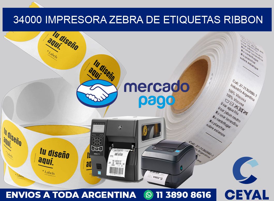 34000 Impresora Zebra de etiquetas ribbon