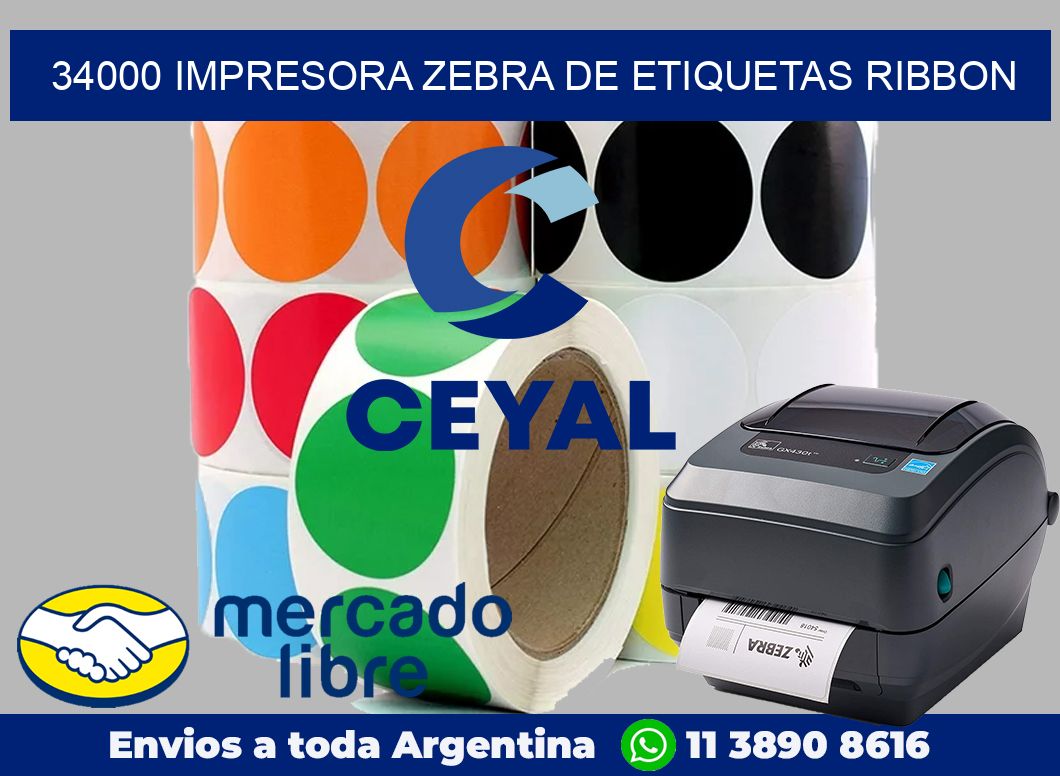 34000 Impresora Zebra de etiquetas ribbon