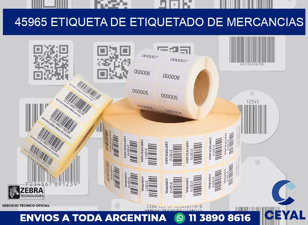 45965 Etiqueta de etiquetado de mercancias
