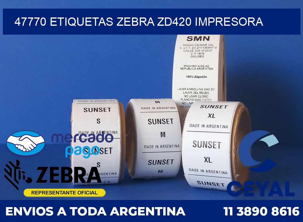 47770 etiquetas Zebra zd420 impresora