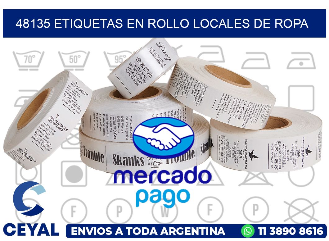48135 Etiquetas en rollo locales de ropa