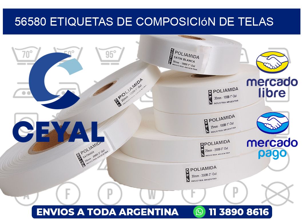 56580 Etiquetas de composición de Telas