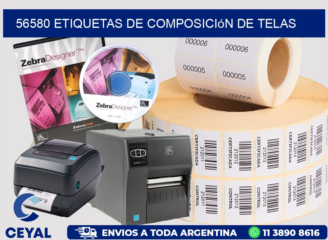 56580 Etiquetas de composición de Telas